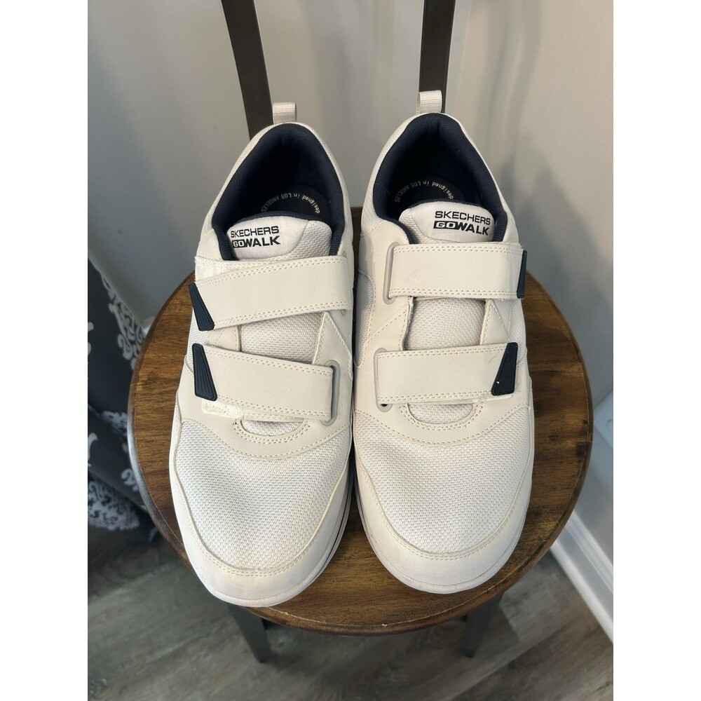 Skechers Mens Gowalk 5 White/Navy Walking Shoes Size 13 Wide Support Hook Loop